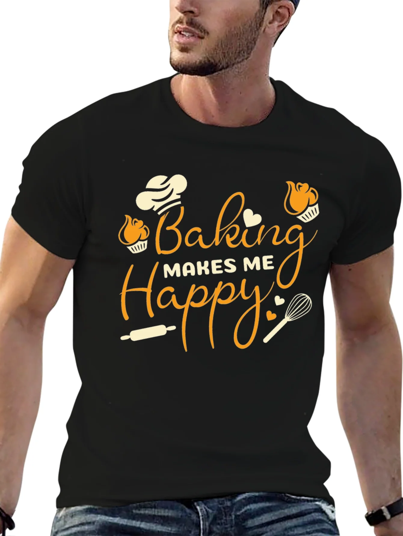 Baking Makes Me Happy Graphic T-Shirt