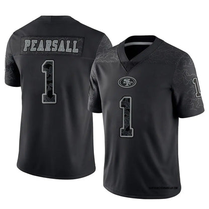 SF.49ers #1 Ricky Pearsall Player Black RFLCTV Limited Football Jerseys