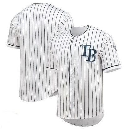 TB.Rays Blank Player White Navy Pinstripe Baseball Jerseys