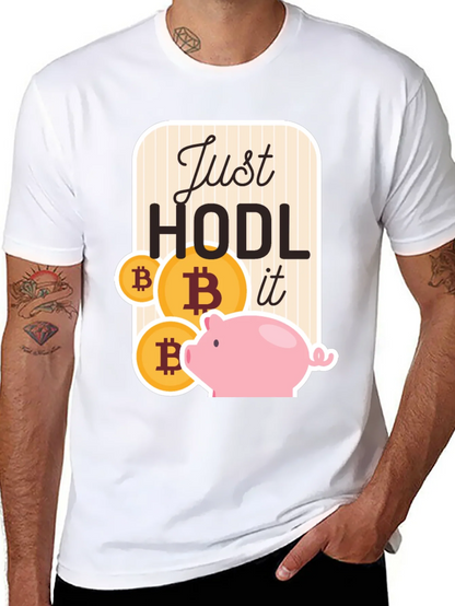 Just Hodl It Bitcoin Piggy Bank Black T-Shirt