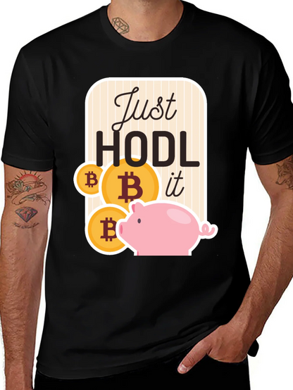 Just Hodl It Bitcoin Piggy Bank Black T-Shirt
