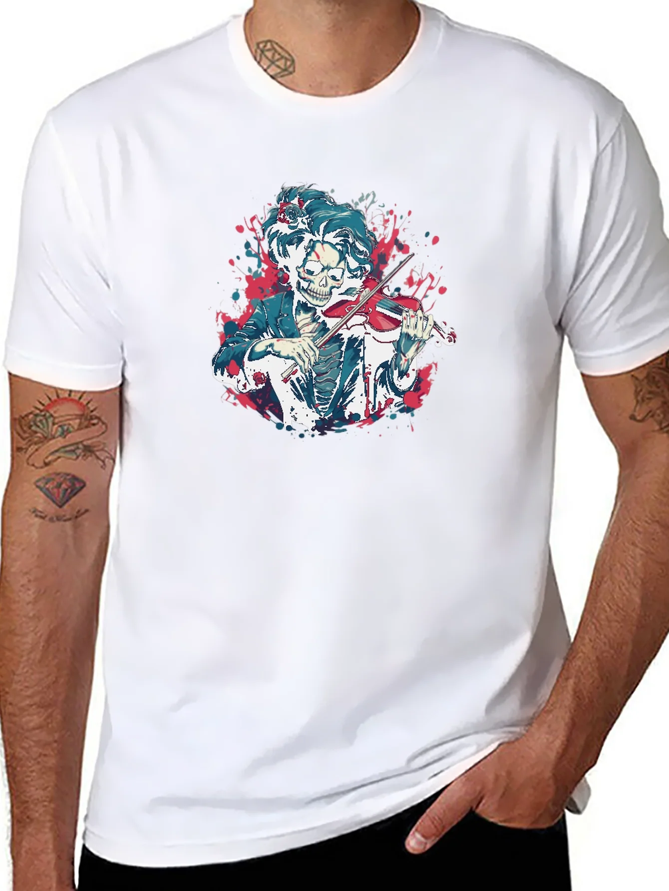 Skeleton Violinist Graphic Tee - Unique Music Lover Shirt