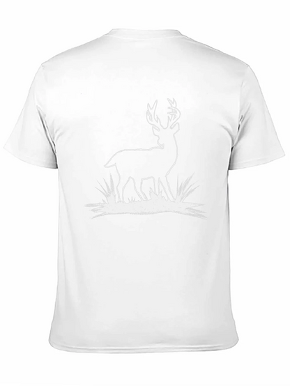 Deer Graphic Tee - Black Cotton T-Shirt