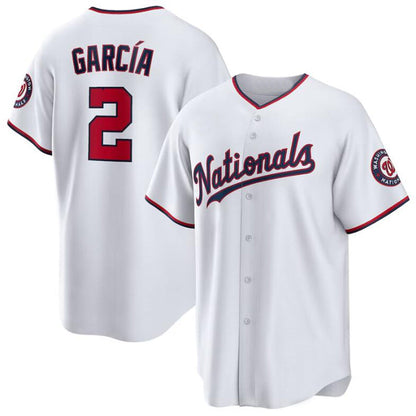 W.Nationals #2 Luis Garc¡§aa Player White Home Replica Baseball Jerseys