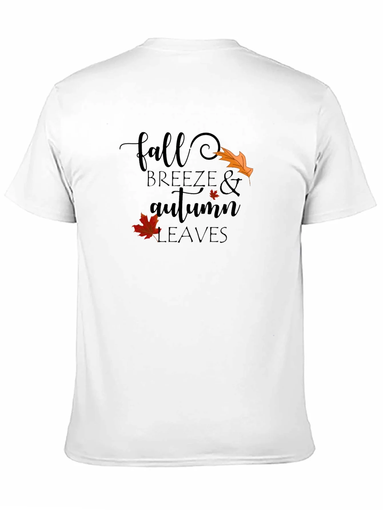 Fall Breeze & Autumn Leaves Black Graphic T-Shirt