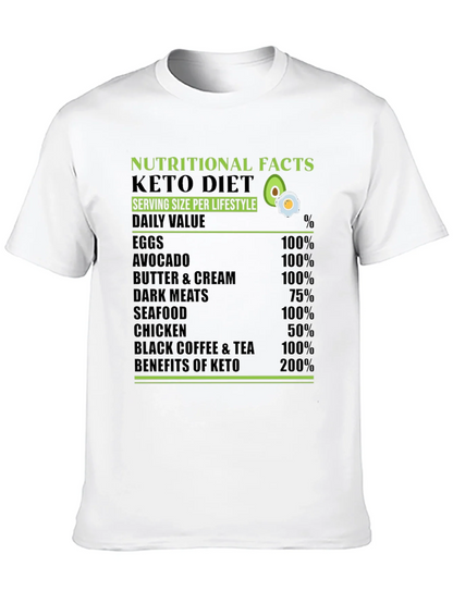 Keto Diet T-Shirt Nutritional Facts Lifestyle Tee