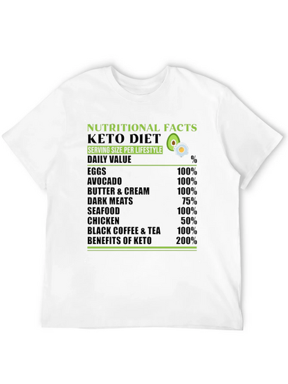 Keto Diet T-Shirt Nutritional Facts Lifestyle Tee