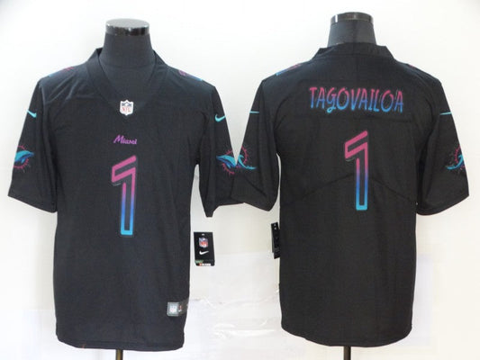 Men's Miami Dolphins Tua Tagovailoa #1 Black City Edition Game Jersey1