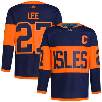 Anders Lee New York Islanders   2024 NHL Stadium Series Primegreen   Jersey  Navy