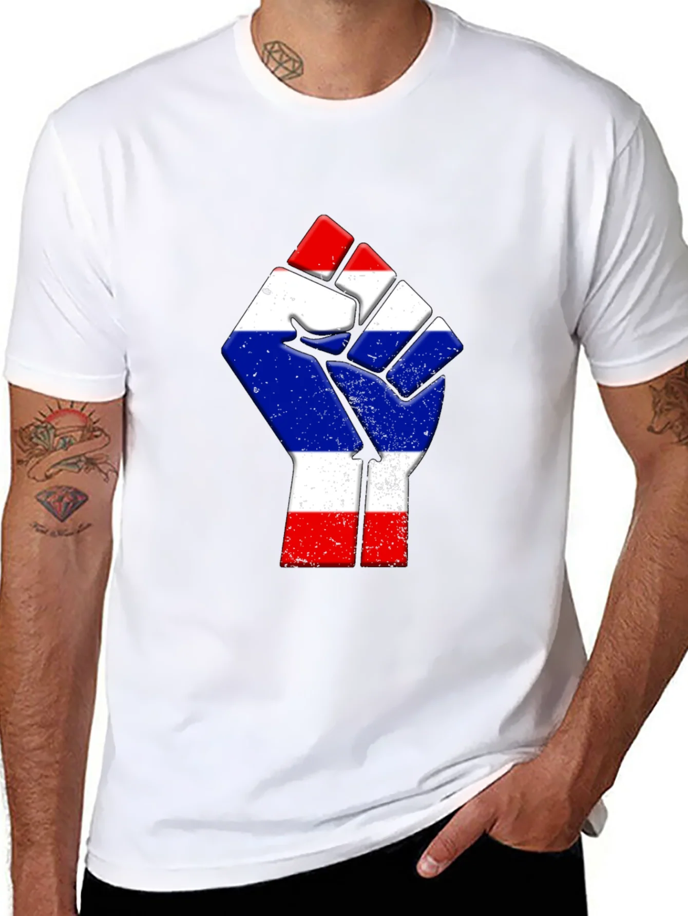 Thailand Flag Fist Black T-Shirt