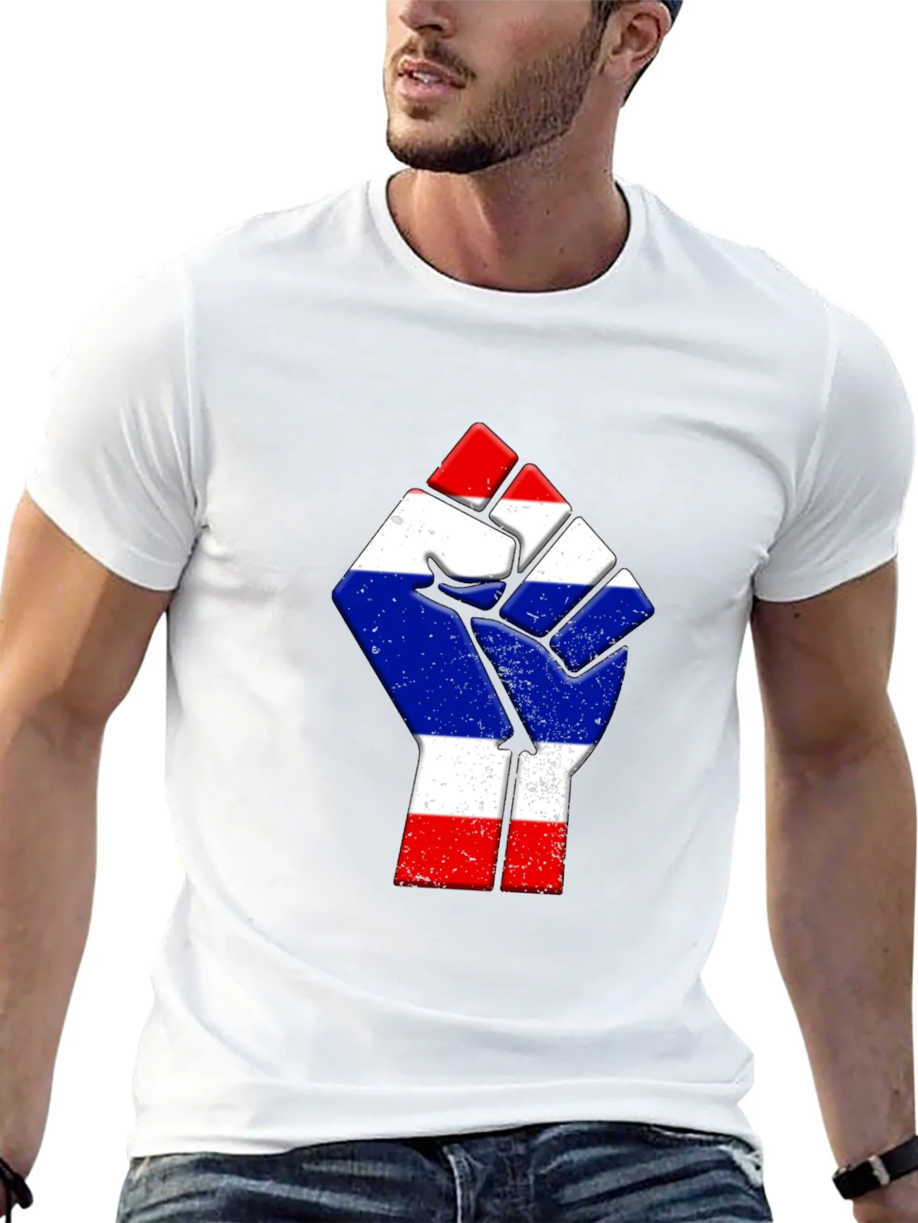 Thailand Flag Fist Black T-Shirt