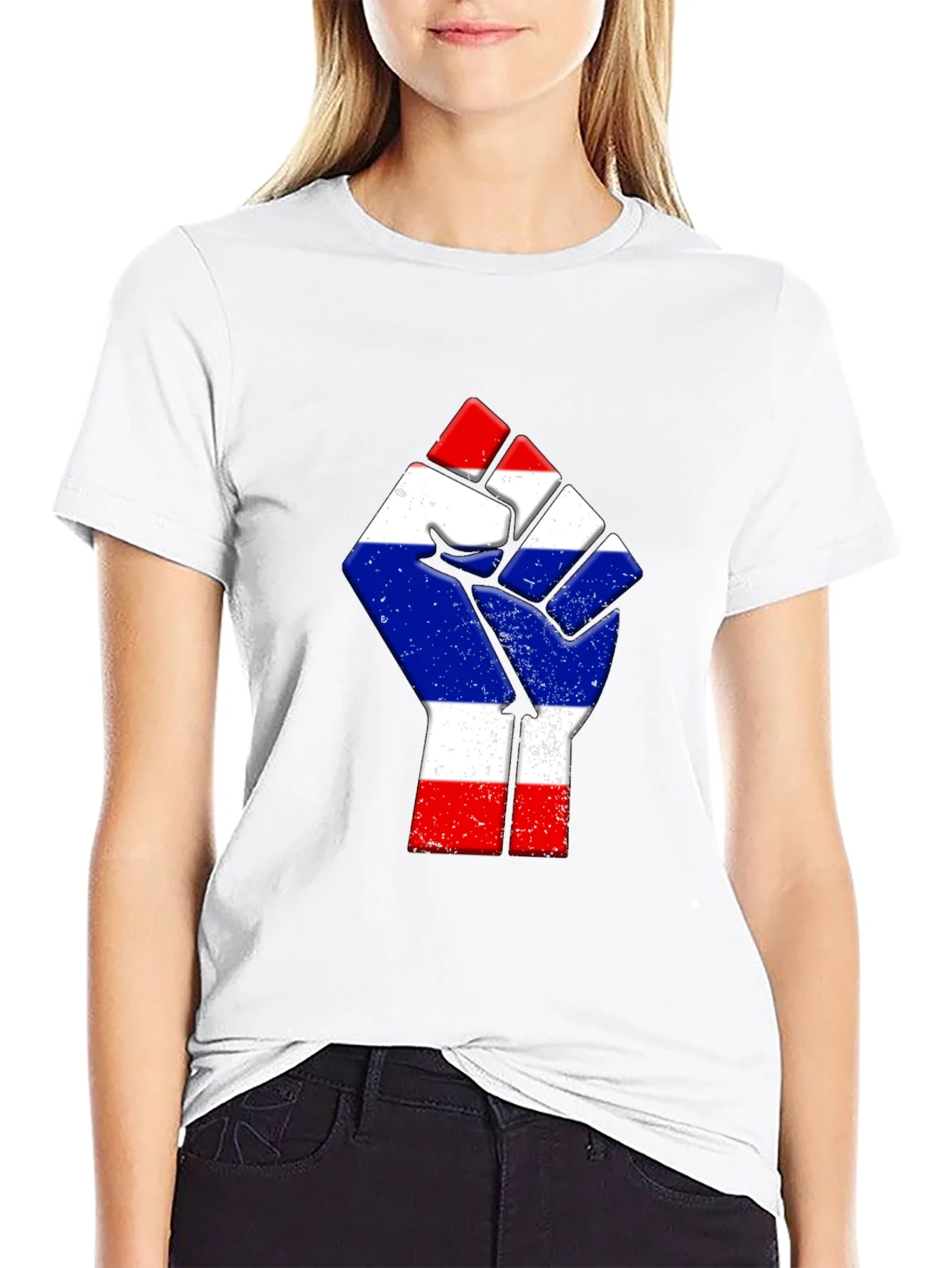 Thailand Flag Fist Black T-Shirt