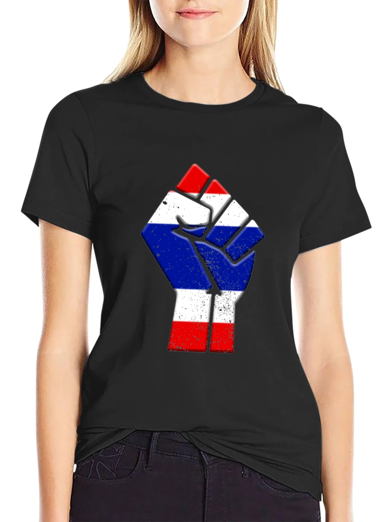 Thailand Flag Fist Black T-Shirt