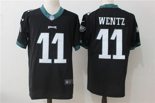 Men's Philadelphia Eagles #11 Carson Wentz Game Jersey1 Black