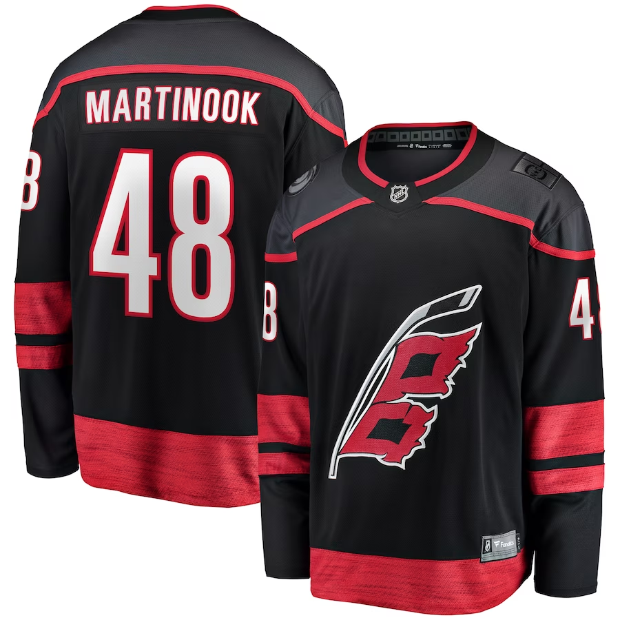 Men's Carolina Hurricanes Jordan Martinook #48 Black Home Breakaway Player Jersey1