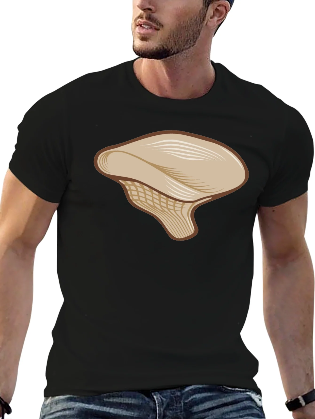 Mushroom Graphic Tee - Casual Black T-Shirt