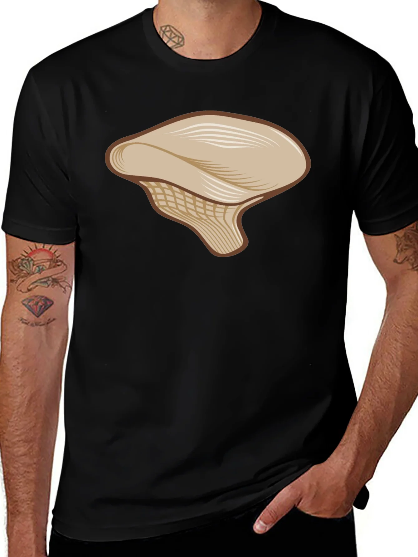 Mushroom Graphic Tee - Casual Black T-Shirt