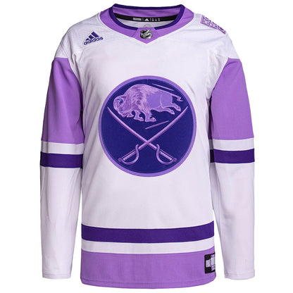 Buffalo Sabres   Hockey Fights Cancer Primegreen   Blank Practice Jersey - White/Purple