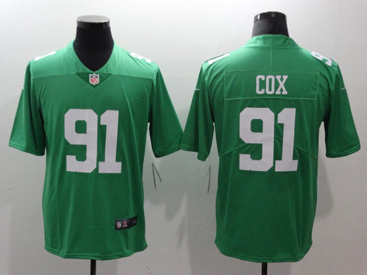 Men's Philadelphia Eagles Fletcher Cox #91 Green Game Jersey1