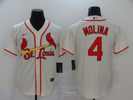 Men's St. Louis Cardinals Yadier Molina  Cream Alternate Jersey1 Beige