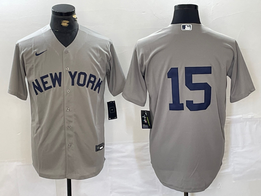 Men's New York Yankees Thurman Munson #15 Gray Replica Player Name Jersey