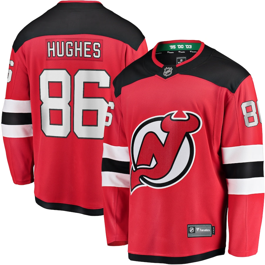 Jack Hughes New Jersey Devils   Breakaway  Jersey - Red