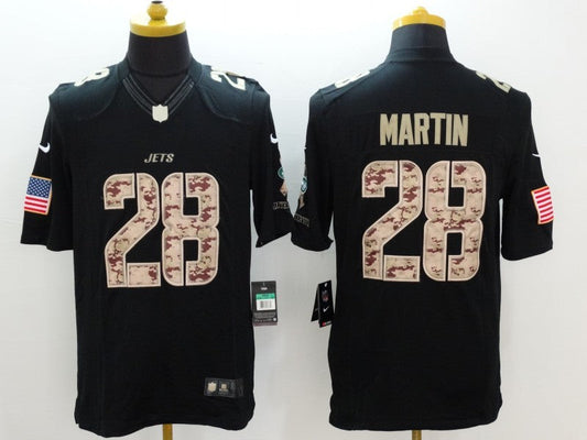 Men's New York Jets Curtis Martin #28 Black Game Player Jersey1