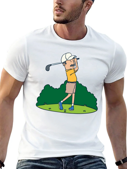 Golfer Cartoon Graphic Tee - Classic Design