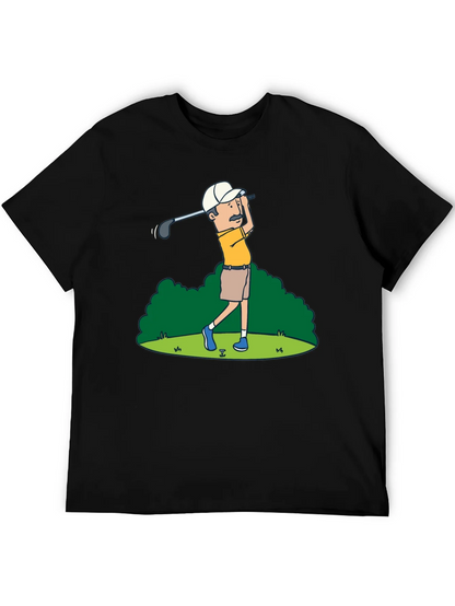 Golfer Cartoon Graphic Tee - Classic Design