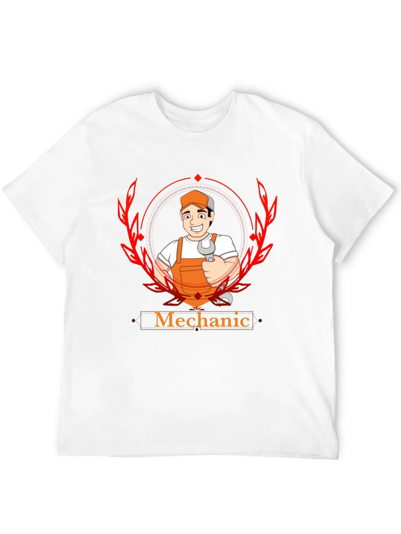 Mechanic Cartoon Graphic Black T-Shirt