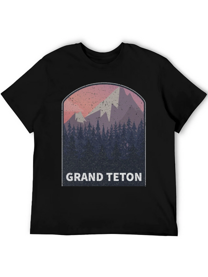 Grand Teton Mountain Scene Black Tee