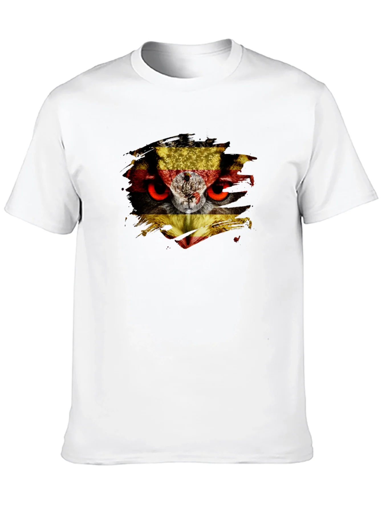 Owl Uganda Flag Graphic Black T-Shirt