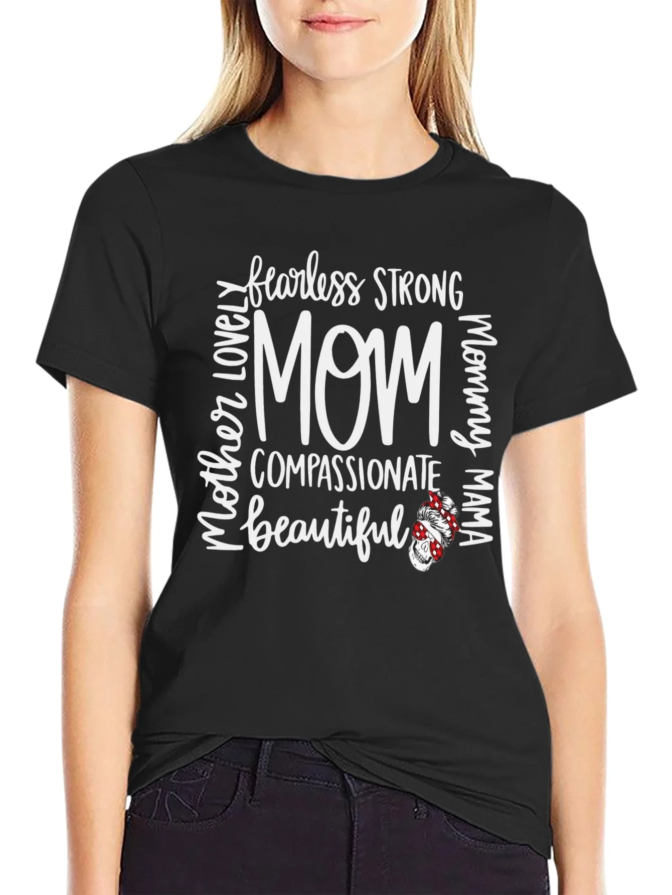 Fearless Strong Mom Graphic Tee - Black