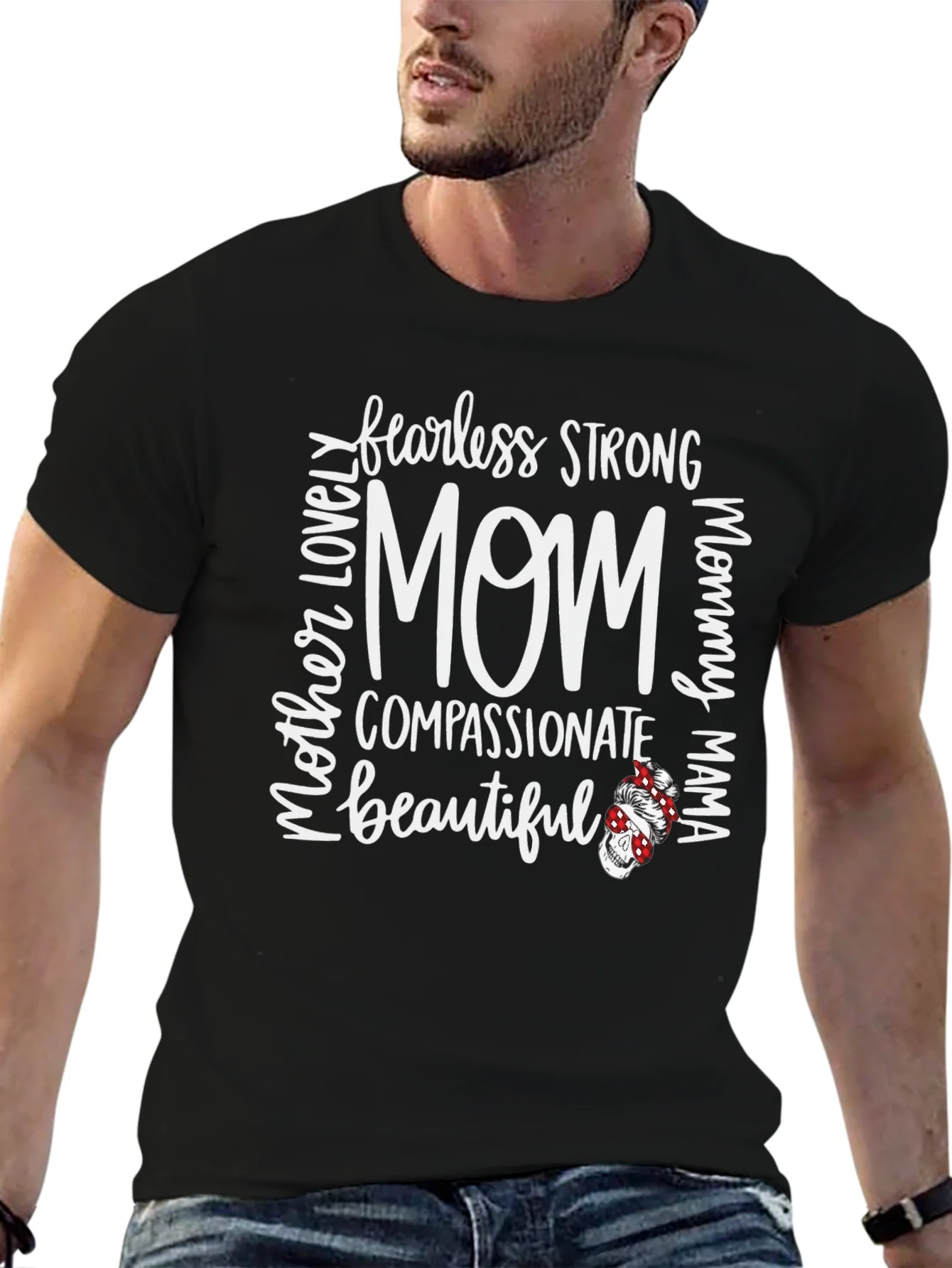 Fearless Strong Mom Graphic Tee - Black