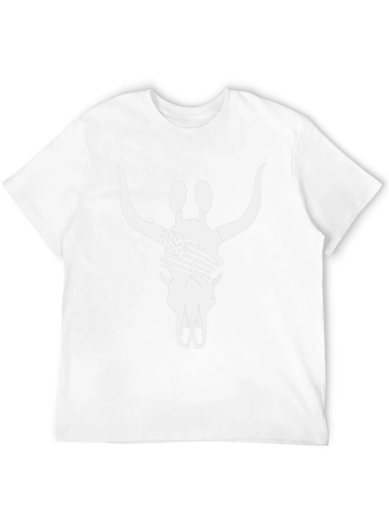 American Flag Bull Skull T-Shirt - Black