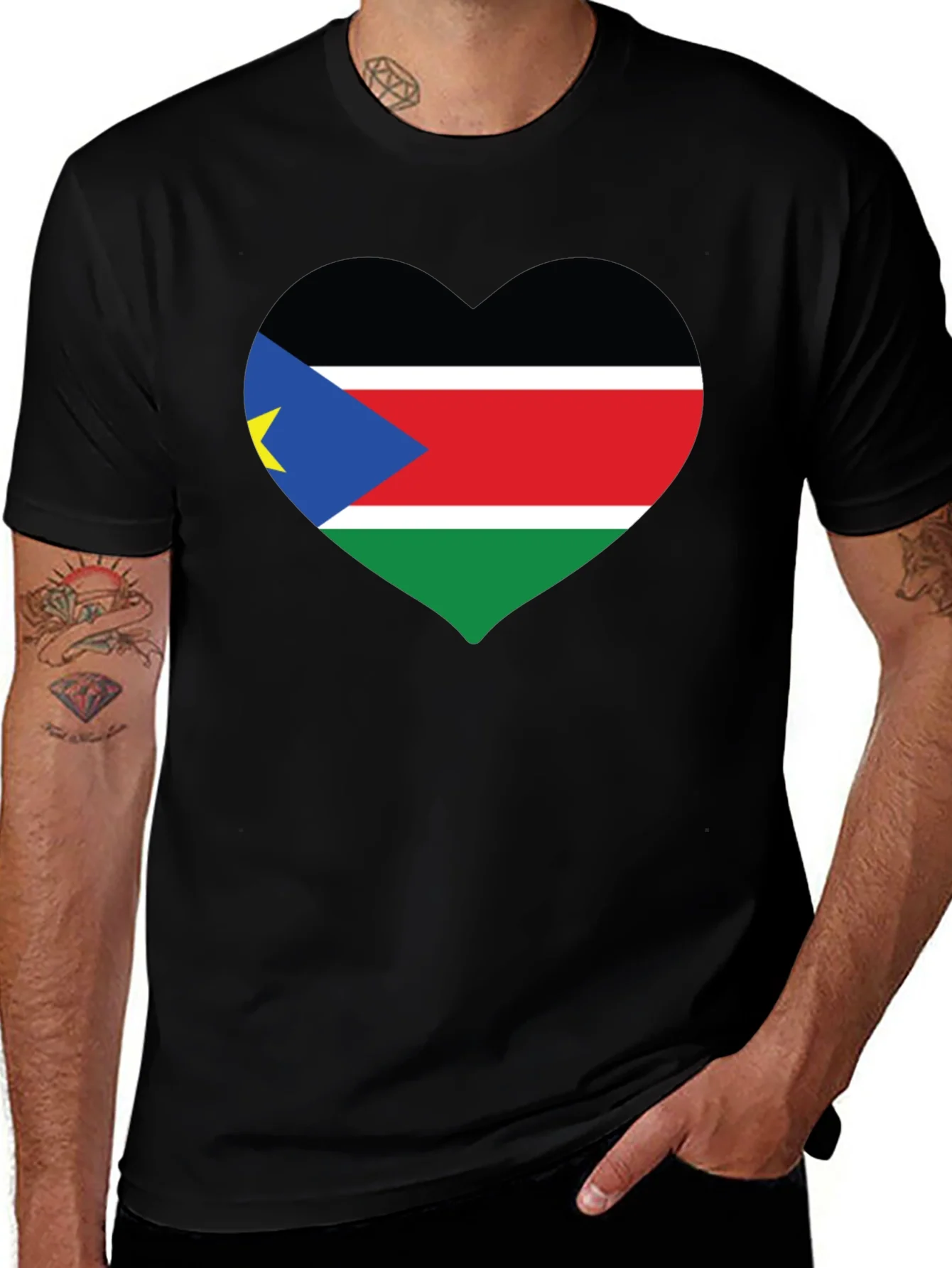 South Sudan Flag Heart T-Shirt