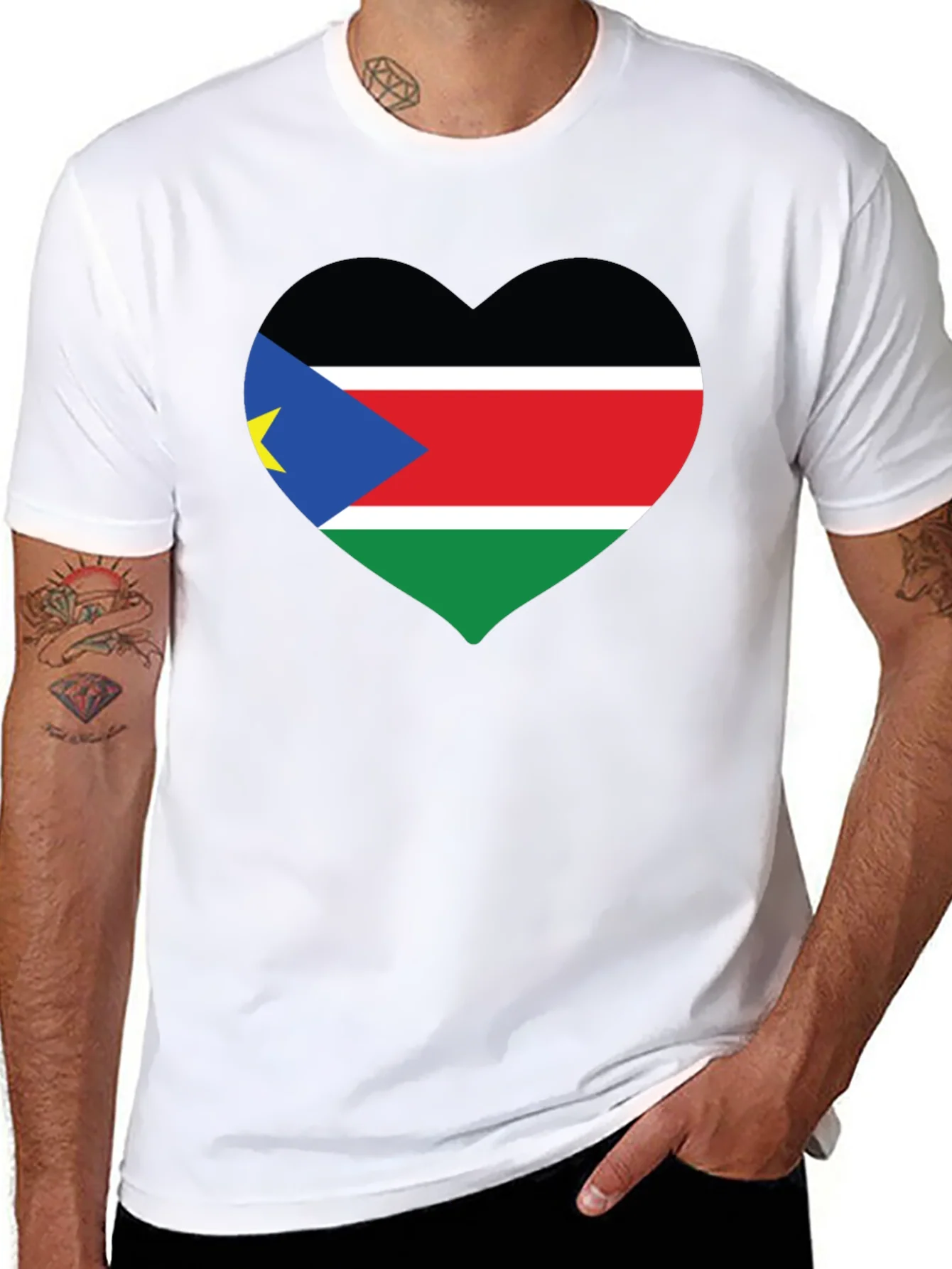 South Sudan Flag Heart T-Shirt