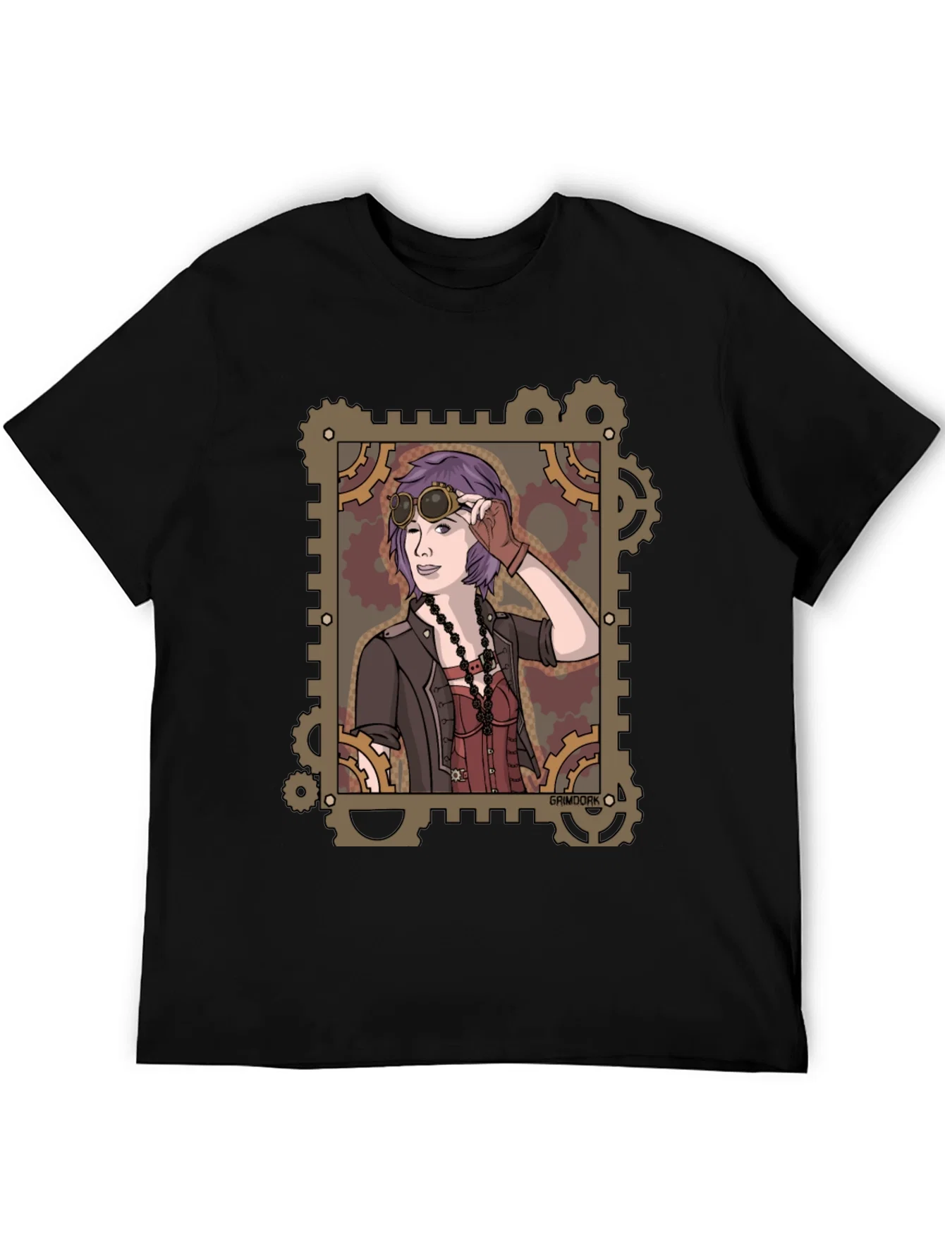 Steampunk Girl Graphic Tee - Gear Design