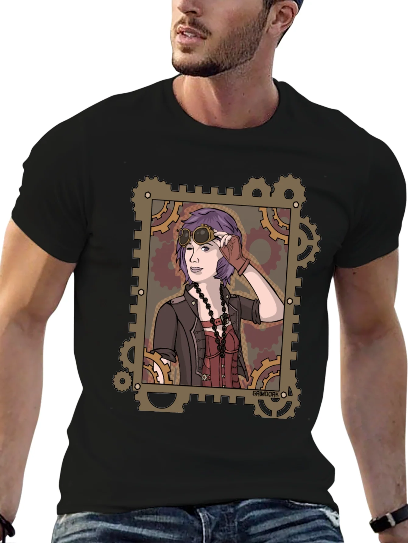 Steampunk Girl Graphic Tee - Gear Design