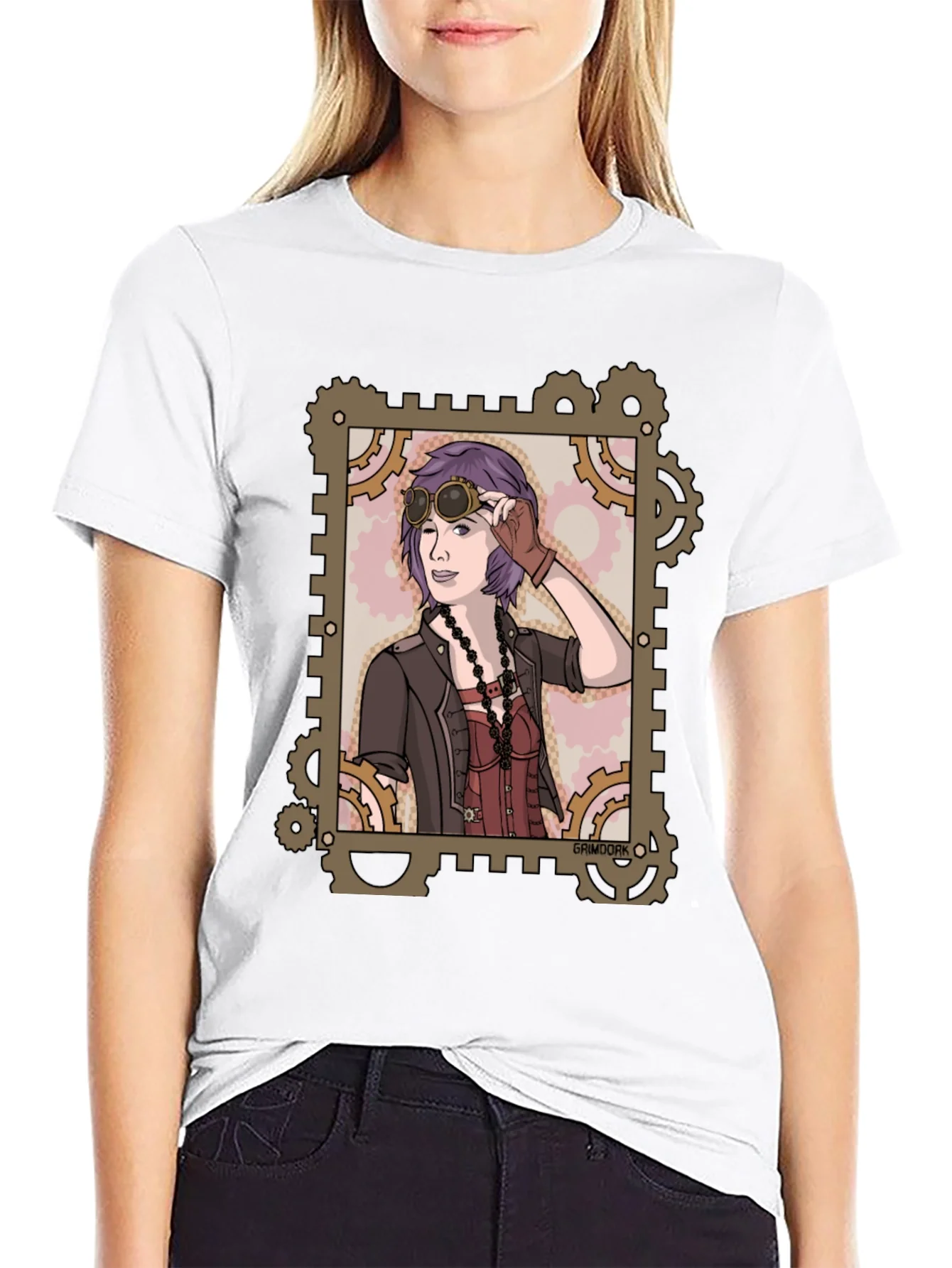 Steampunk Girl Graphic Tee - Gear Design