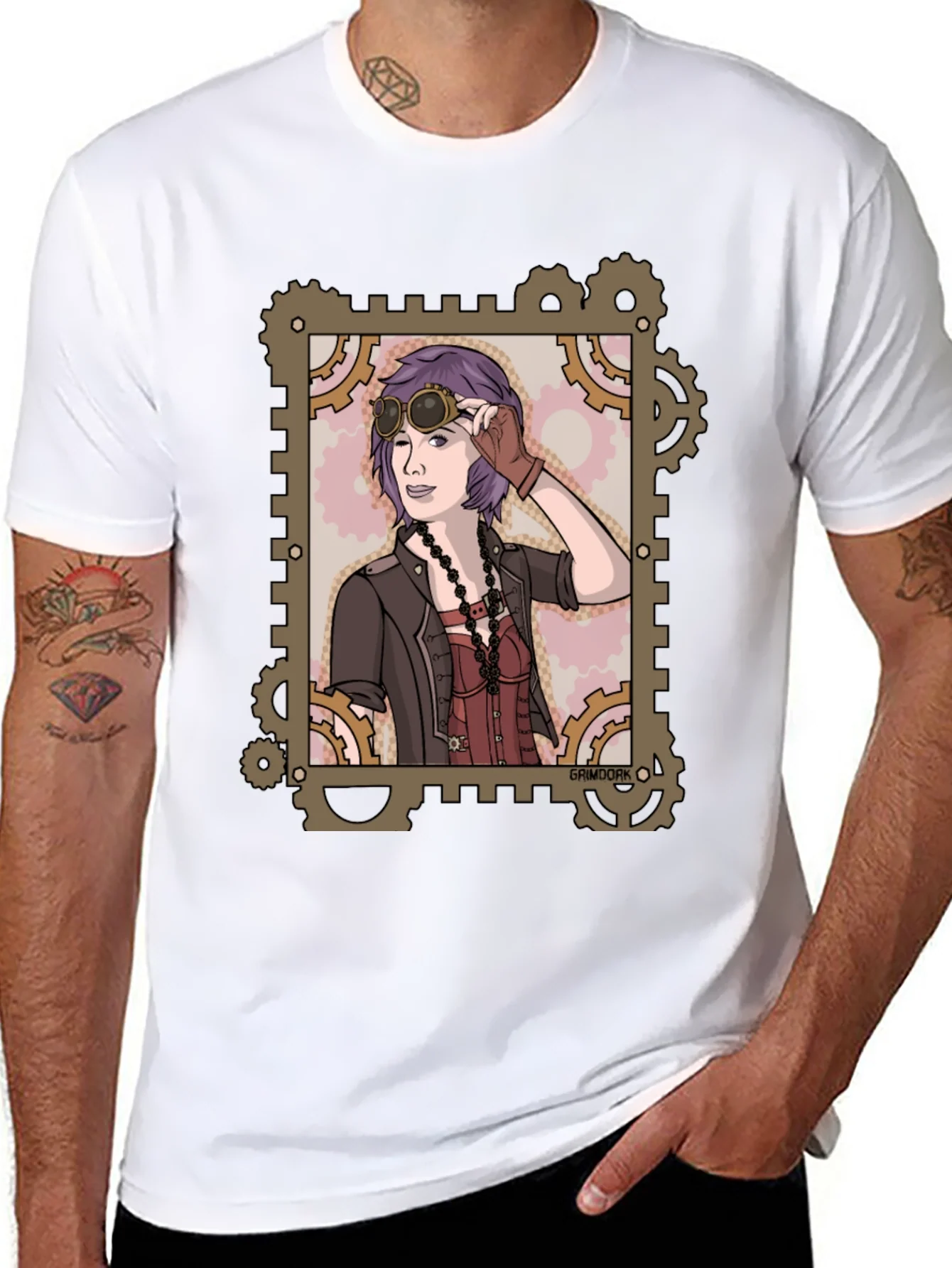 Steampunk Girl Graphic Tee - Gear Design