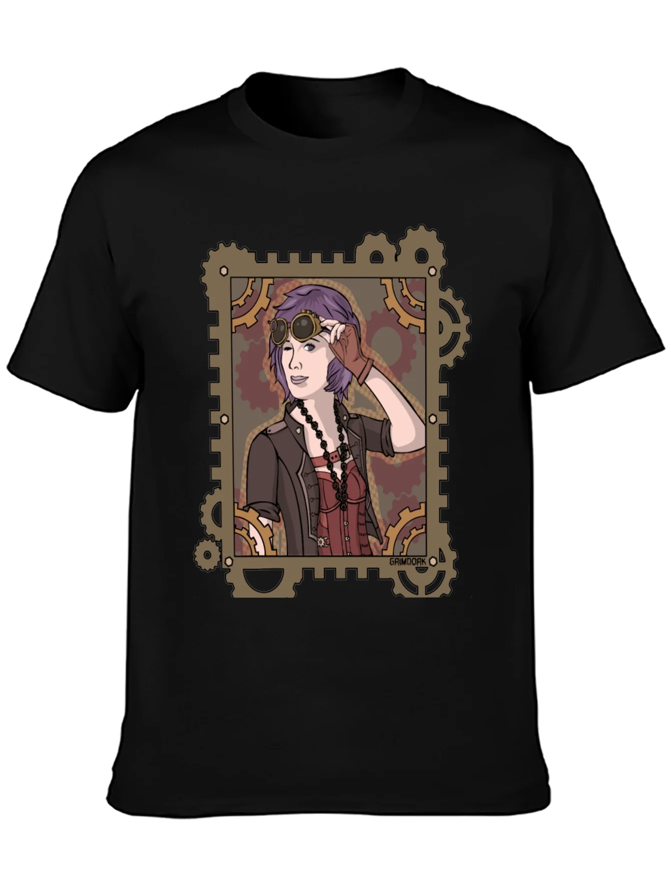 Steampunk Girl Graphic Tee - Gear Design