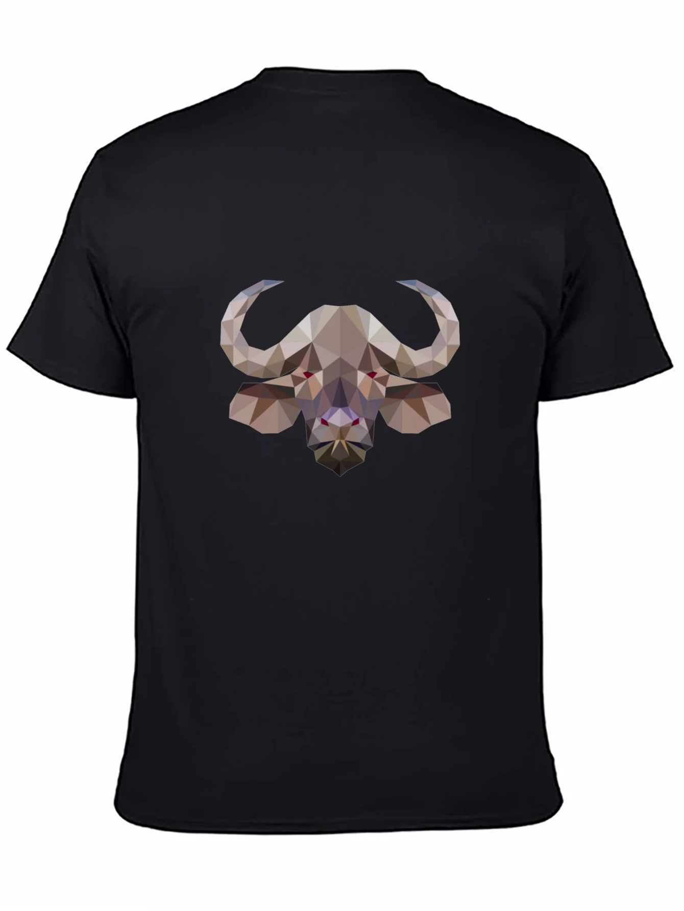 Geometric Buffalo Graphic Tee - Stylish Black T-Shirt