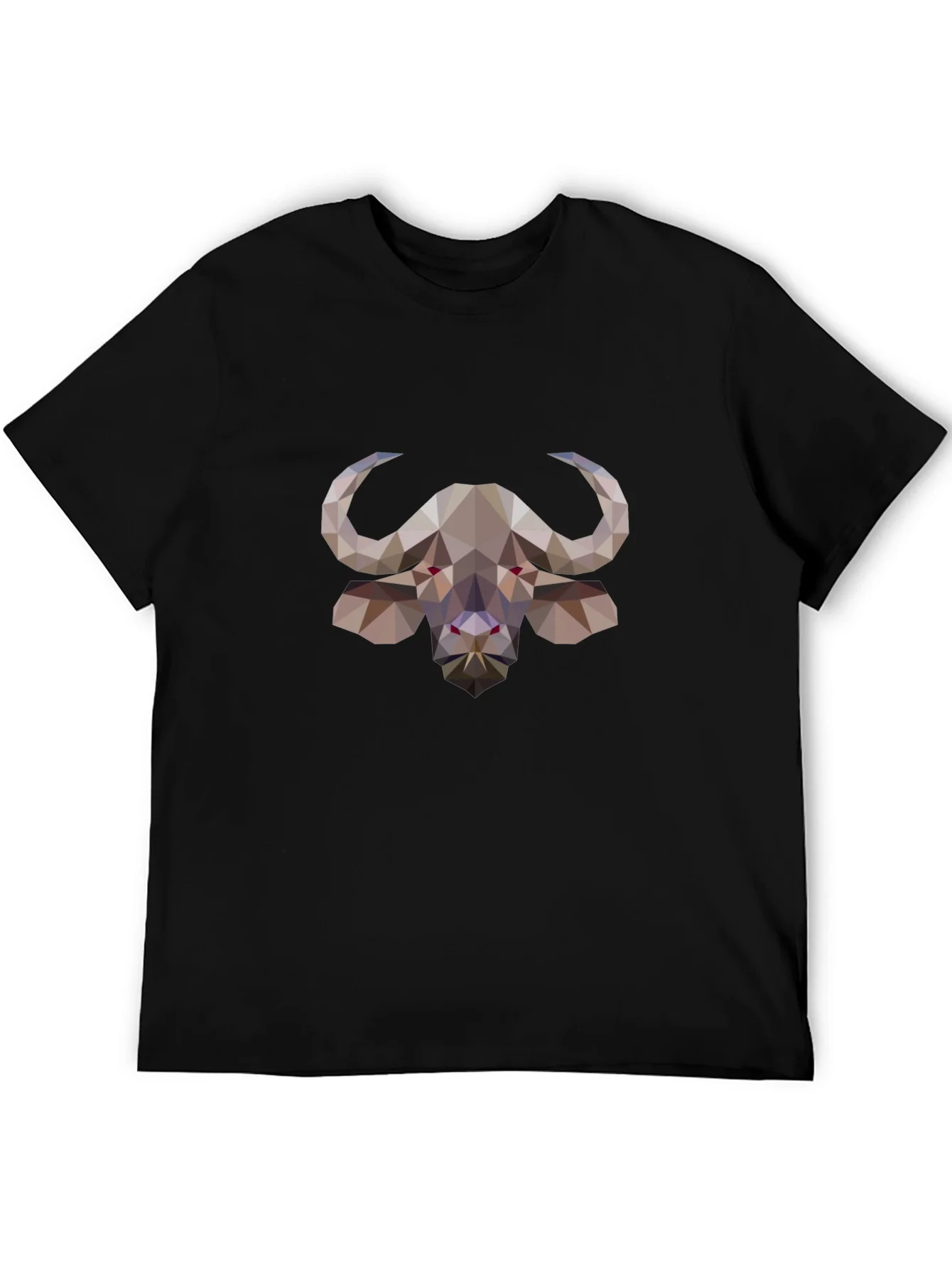 Geometric Buffalo Graphic Tee - Stylish Black T-Shirt