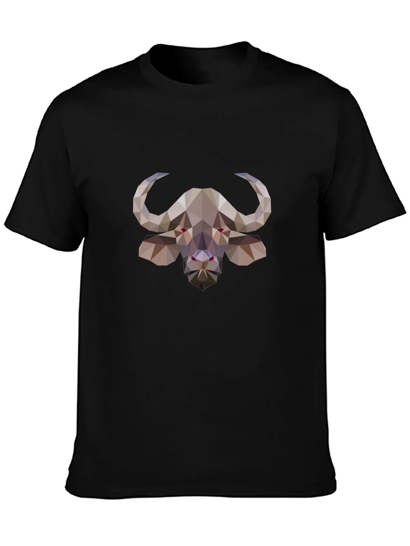 Geometric Buffalo Graphic Tee - Stylish Black T-Shirt