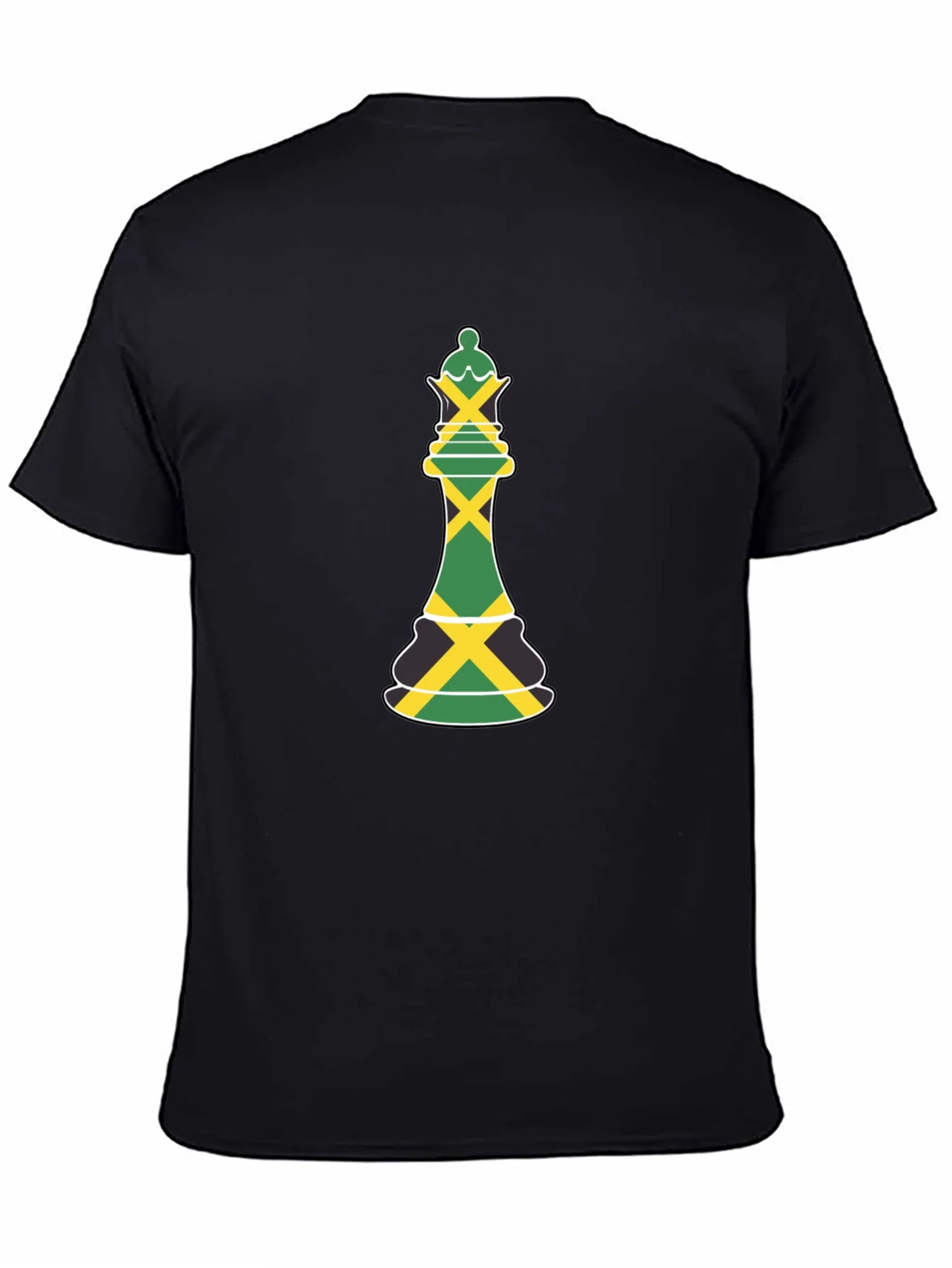 Jamaica Flag Chess Queen Graphic Tee - Black T-Shirt