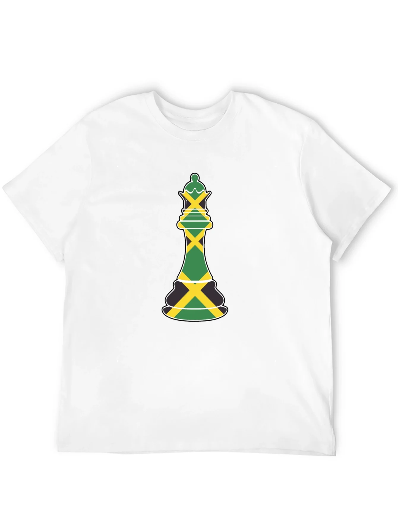 Jamaica Flag Chess Queen Graphic Tee - Black T-Shirt