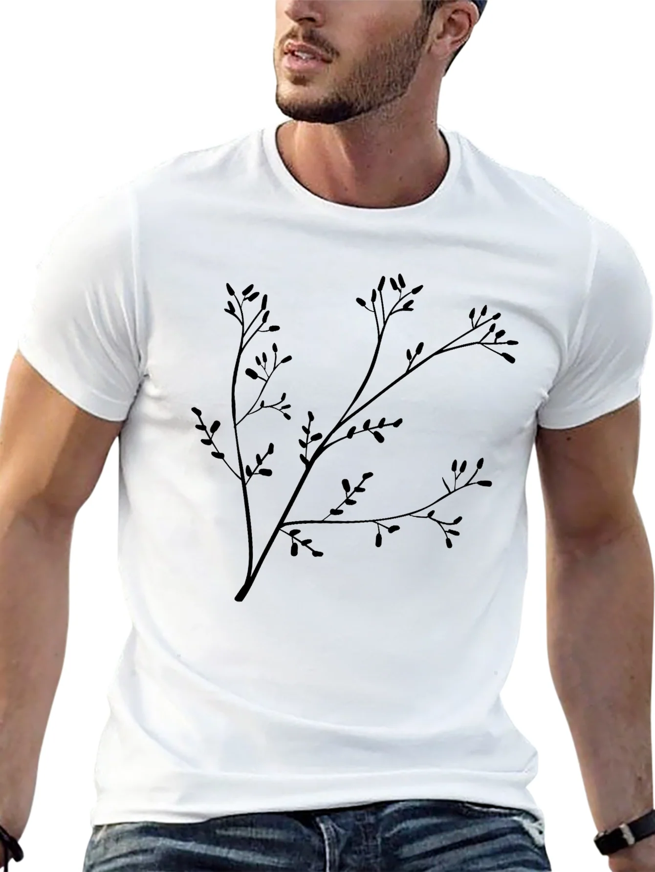 Black Branch Print T-Shirt