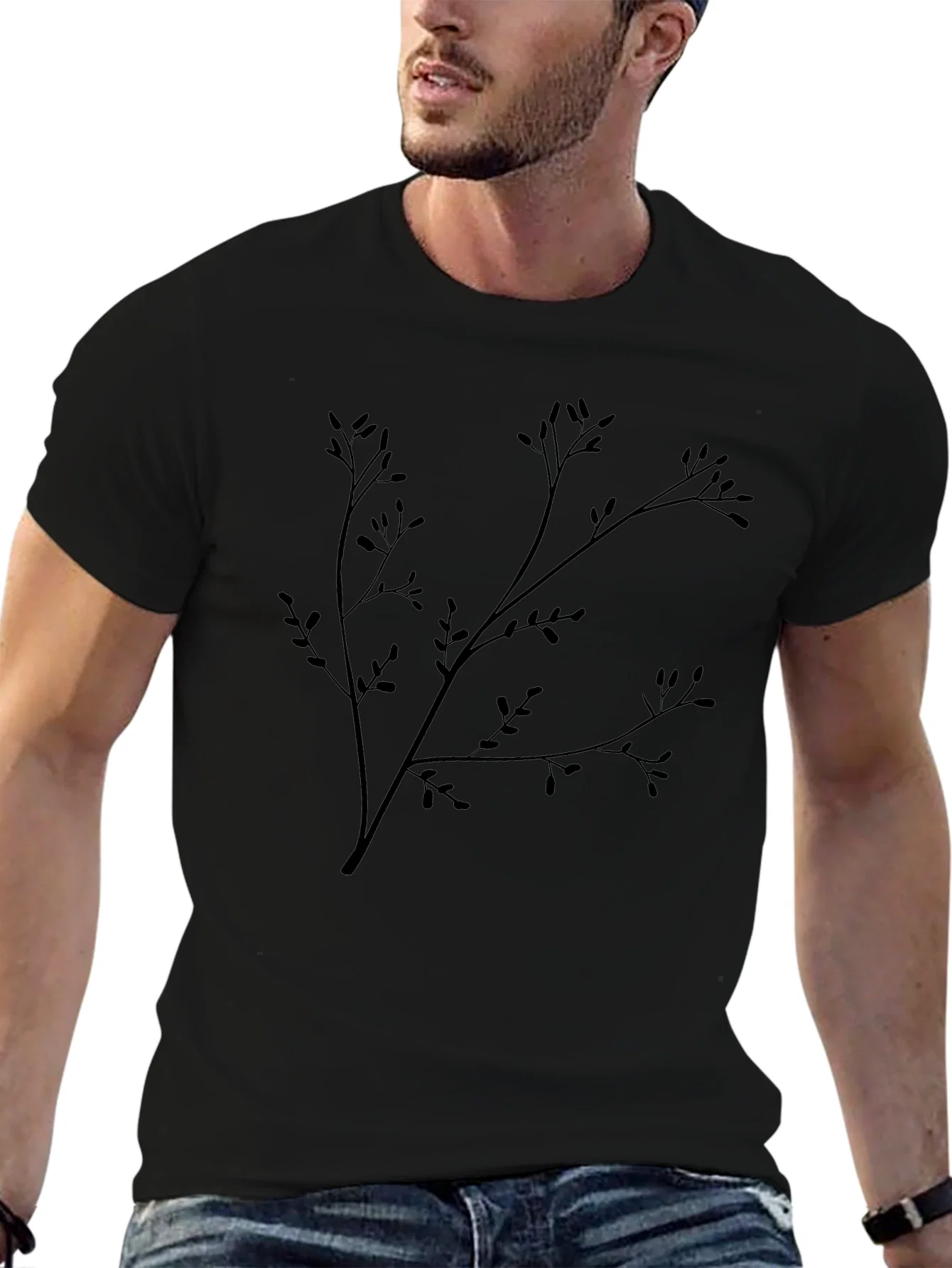 Black Branch Print T-Shirt