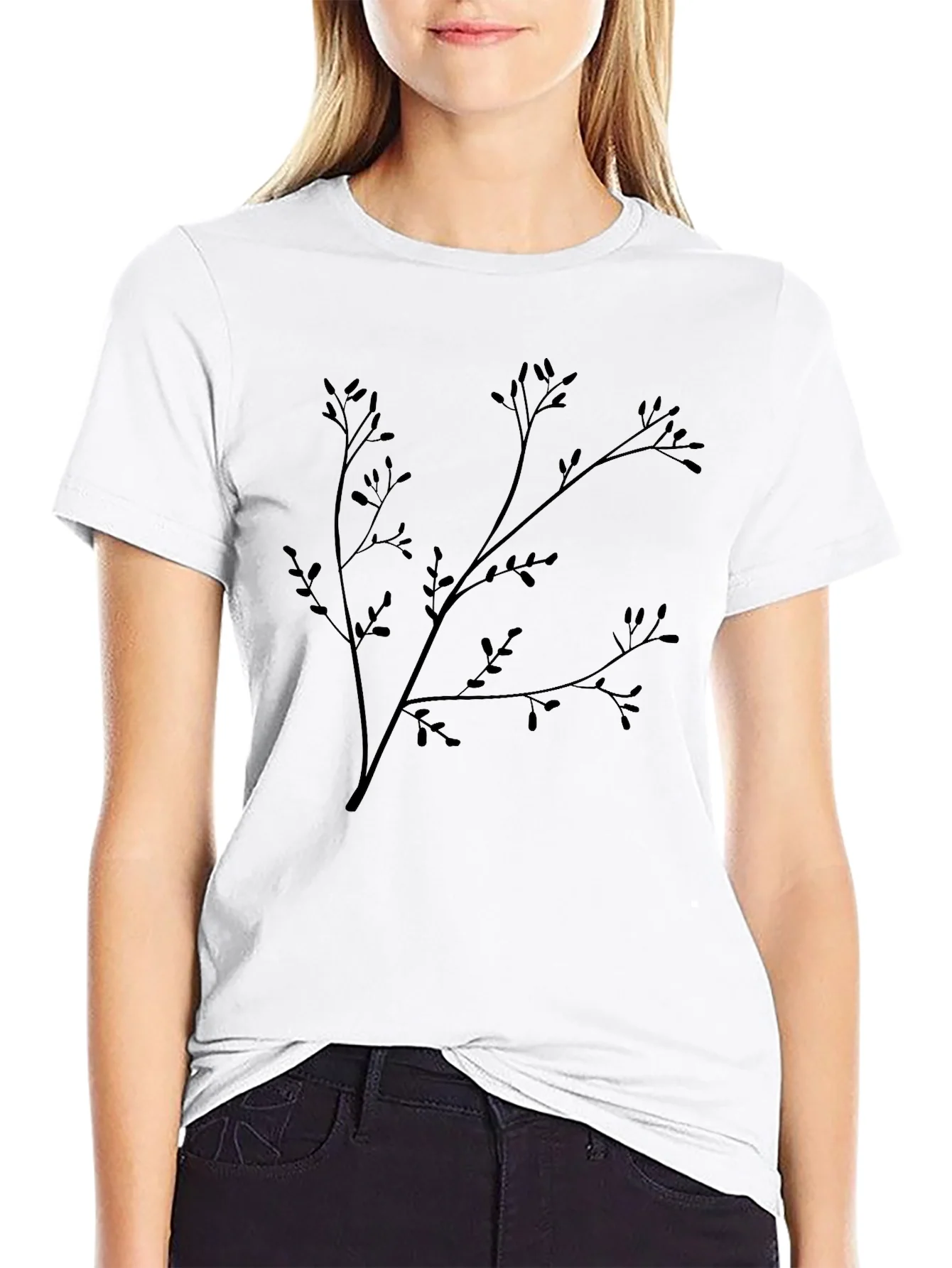 Black Branch Print T-Shirt